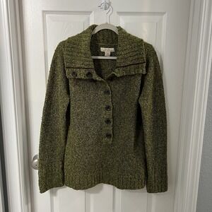 Olive Textured Knit Chunky Pullover SZ L – Natural Reflections Cabin Core Cozy